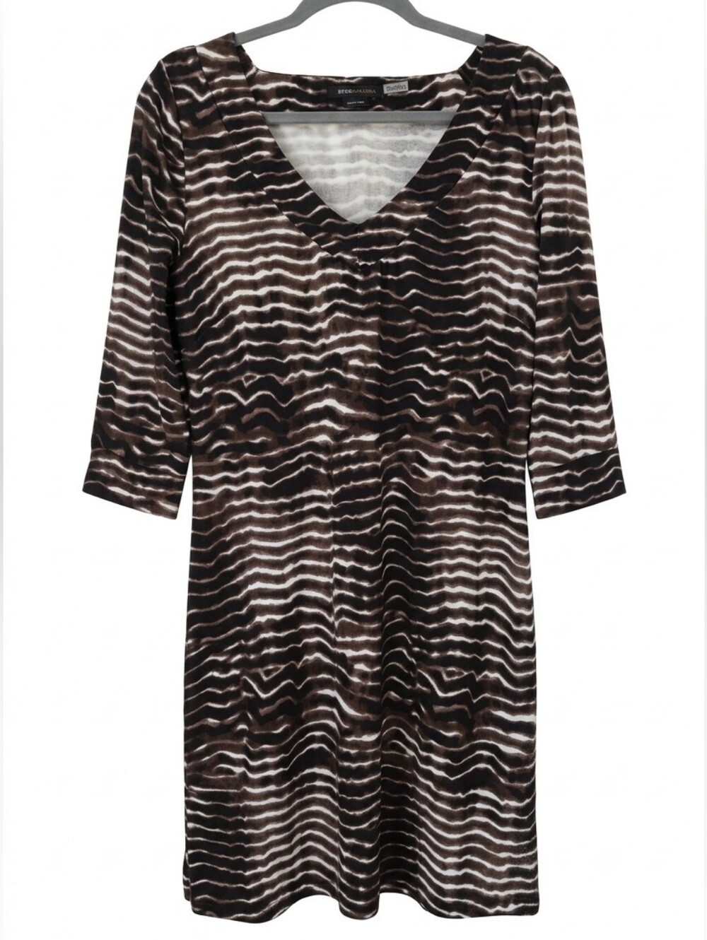 BCBGMAXAZRIA Zebra Print V-Neck Dress / Women's Large